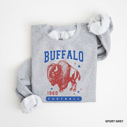 Retro Red/Blue Buffalo Football 1960 TShirt Adult