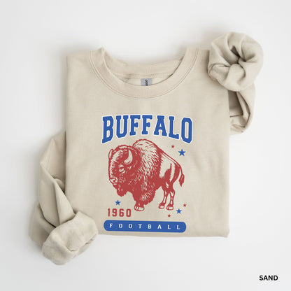 Retro Red/Blue Buffalo Football 1960 TShirt Adult