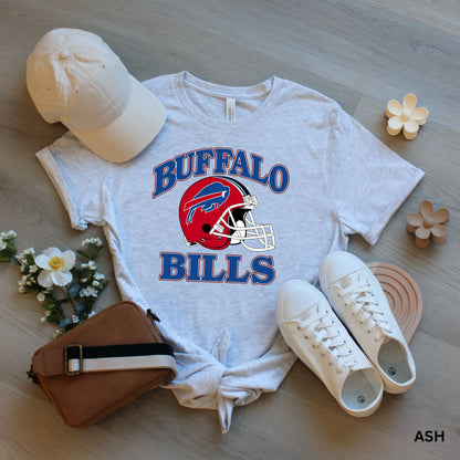 a buffalo bills t - shirt with a football helmet on it