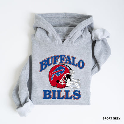 a gray hoodie with a buffalo bills helmet on it