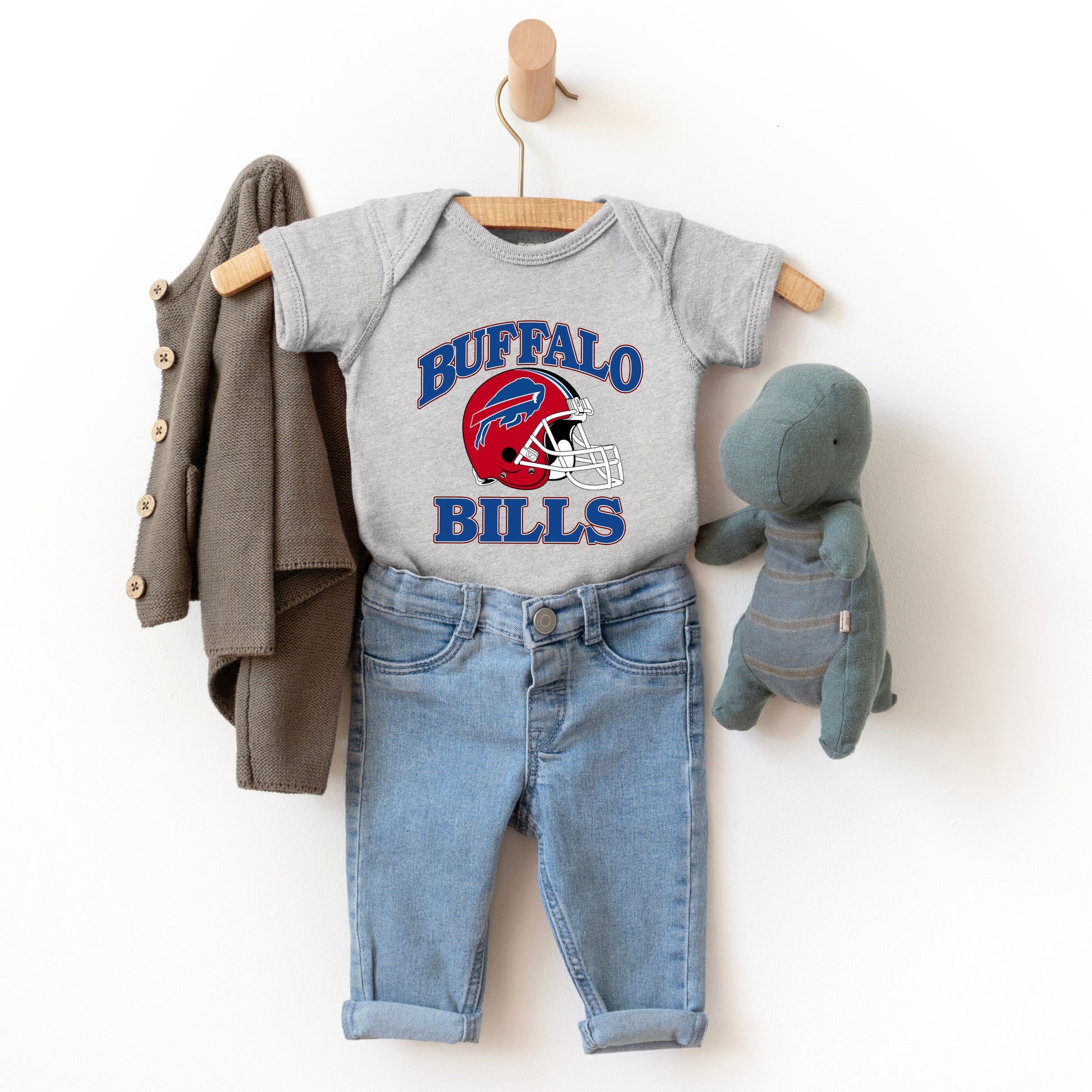 a baby boy's buffalo bills shirt and jeans