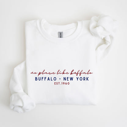 no place like buffalo cursive script - crewneck sweatshirt