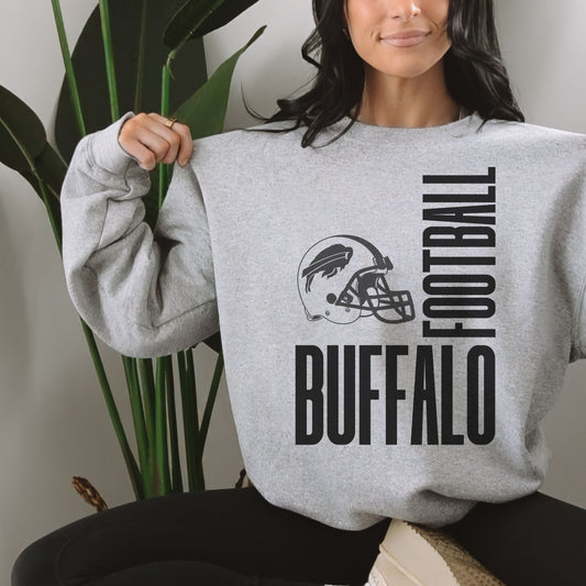 Buffalo Football Black Text Crewneck