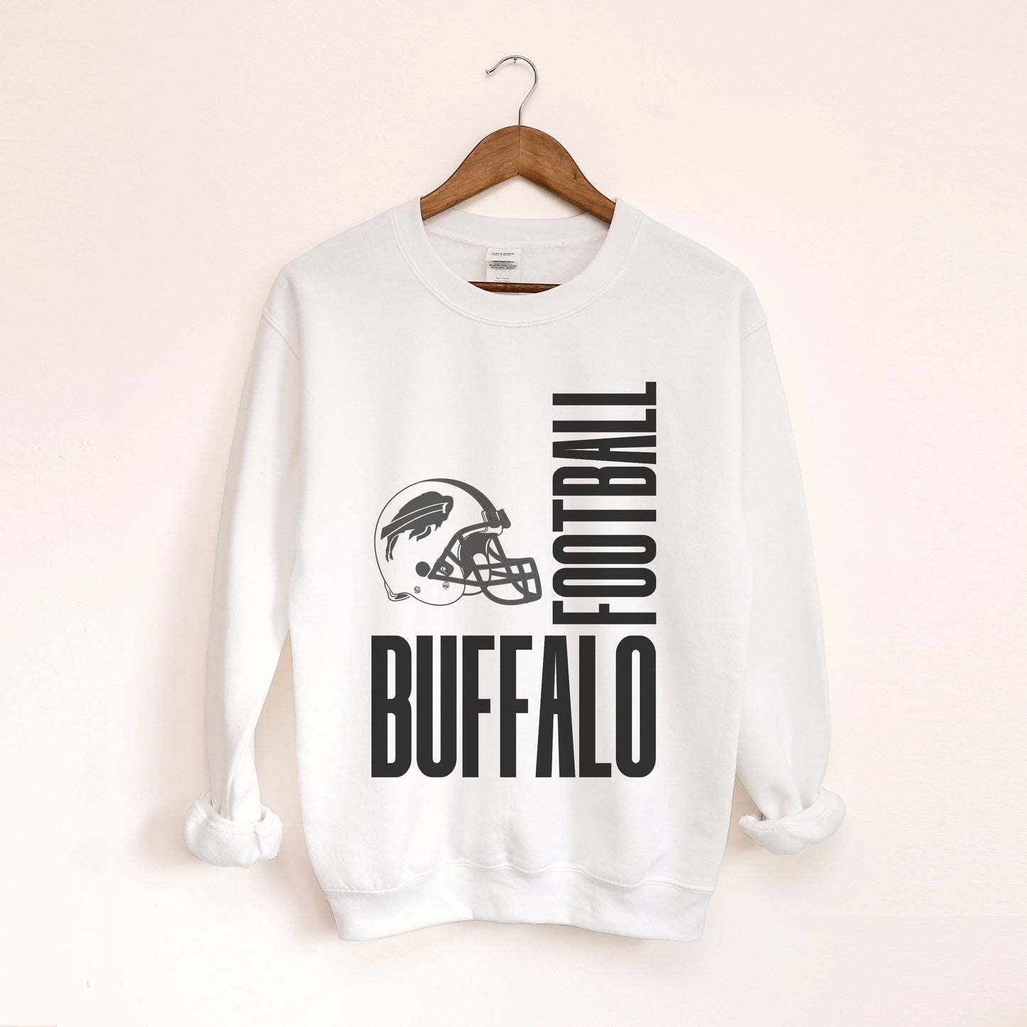 Buffalo Football Black Text Crewneck