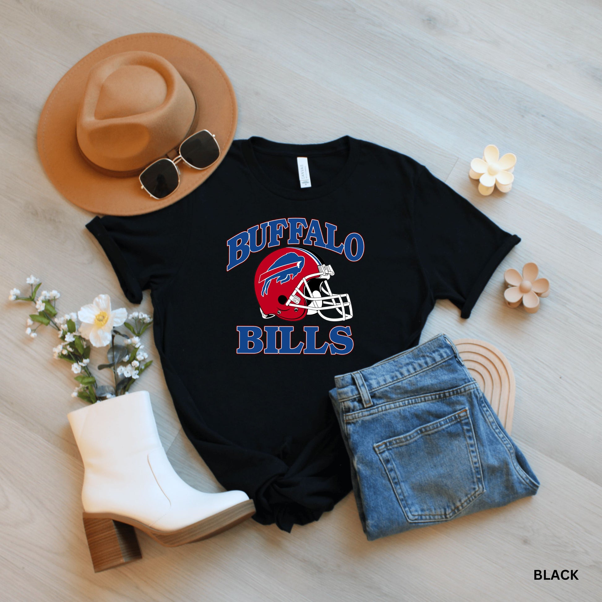 a buffalo bills shirt with a football helmet on it