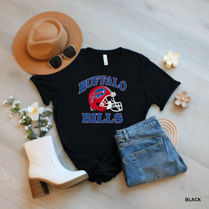 a buffalo bills shirt with a football helmet on it