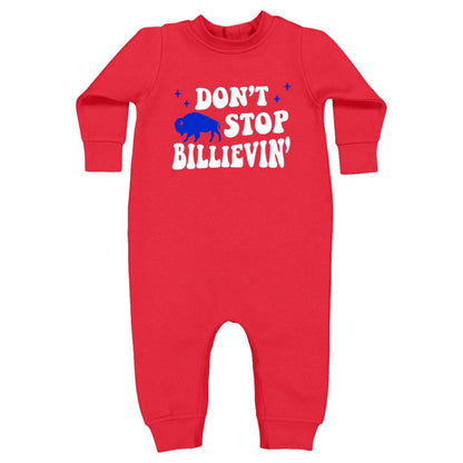 Don't Stop Billeving - Long Sleeve Baby Onesie in Red