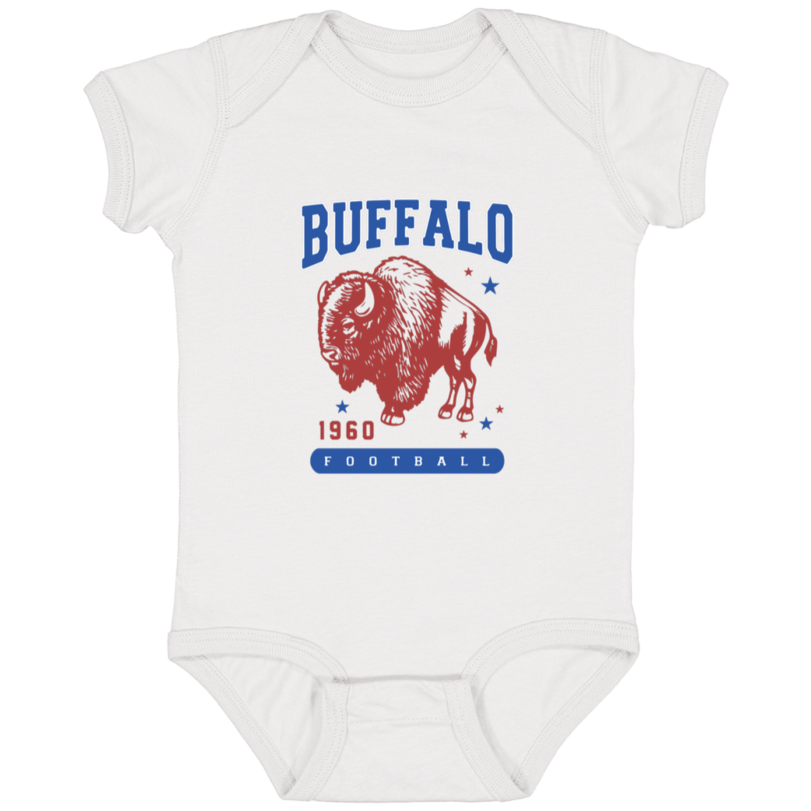 Retro Red/Blue Buffalo Football 1960 Infant Onesie Bodysuit