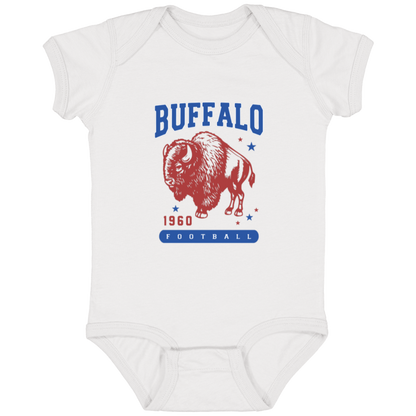 Retro Red/Blue Buffalo Football 1960 Infant Onesie Bodysuit