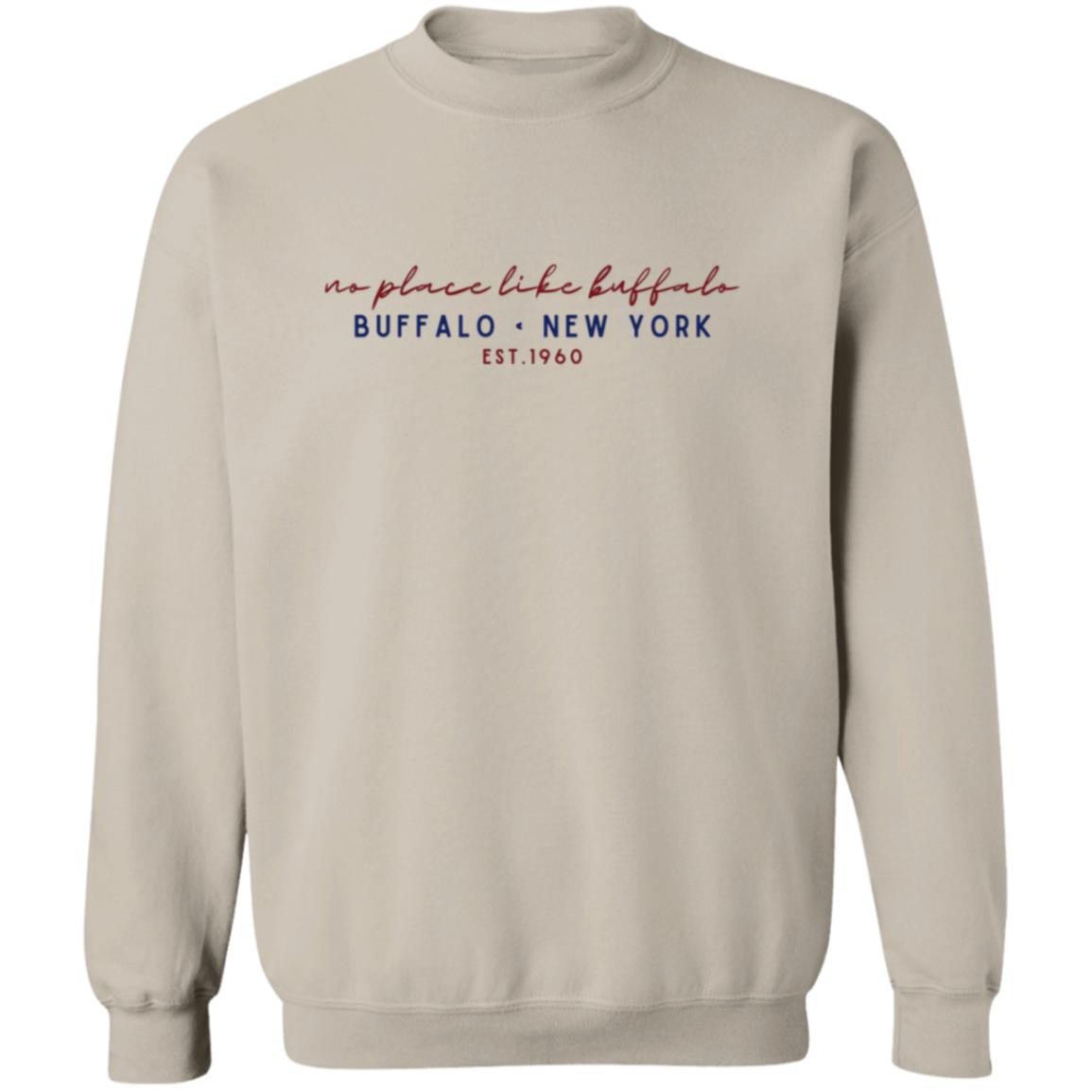 no place like buffalo cursive script - crewneck sweatshirt