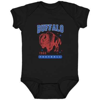 Retro Red/Blue Buffalo Football 1960 Infant Onesie Bodysuit