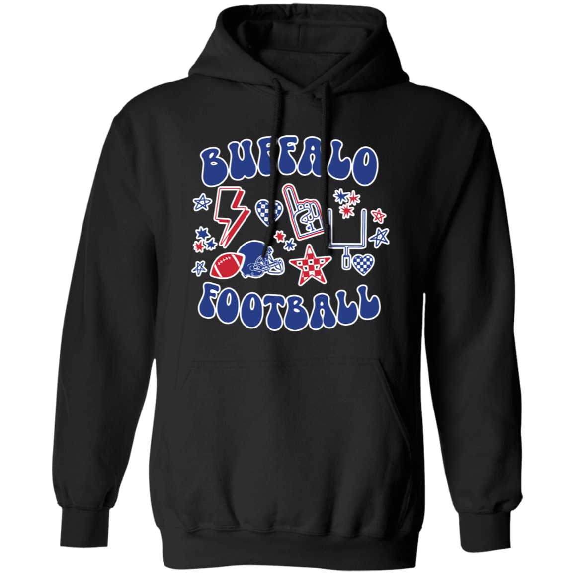 Retro Buffalo Fan Collage Adult Hoodie