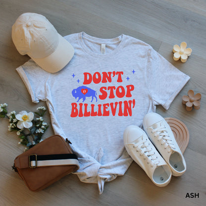 a t - shirt that says don't stop billevevin on it