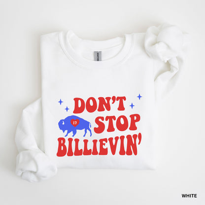 a white t - shirt that says don't stop billievin