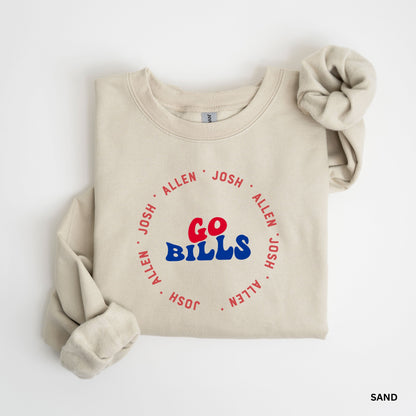 a t - shirt with the words go bills printed on it